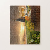 witte wijn met vat op wijngaarden in Chianti Legpuzzel (Verticaal)