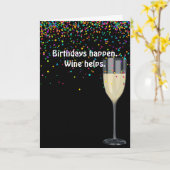 witte wijn met verjaardagscetti kaart (Gele Bloem)