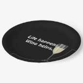 witte wijn met zwarte citaat papieren bordje (Gekanteld)