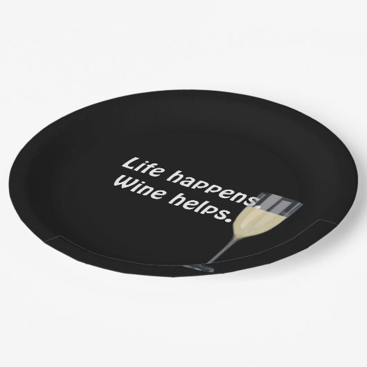 witte wijn met zwarte citaat papieren bordje (Gekanteld)