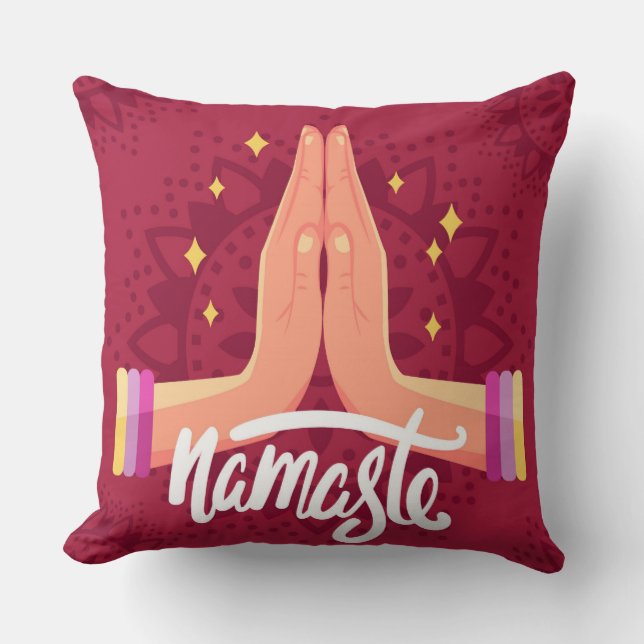 Witte Wijn Namaste Decoratiekussen Kussen (Voorkant)