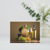 Witte wijn op tafel briefkaart (Staand voorkant)