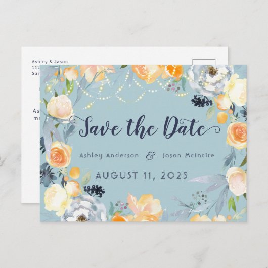 WITTE WIJN & ROZEN Save The Date Briefkaart (Voorkant / Achterkant)