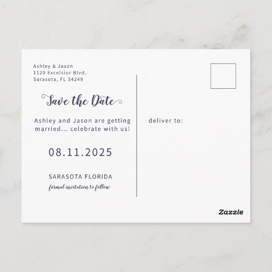 WITTE WIJN & ROZEN Save The Date Briefkaart (Achterkant)
