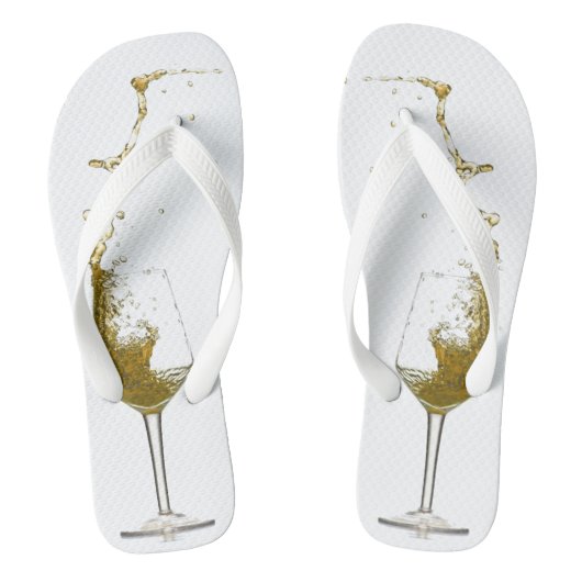 Witte Wijn Splash Glas Trouwwijn Proeverij Teenslippers (Voetbed)