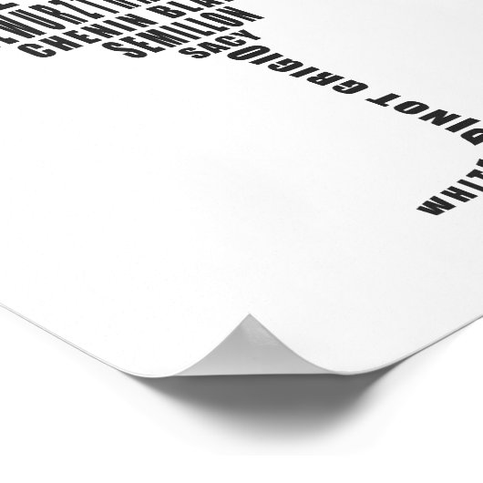 Witte wijn Typografie Kunst in zwart-wit Poster (Hoek)