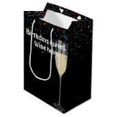 Witte wijn verjaardag medium cadeauzakje (Voorkant Gekanteld)