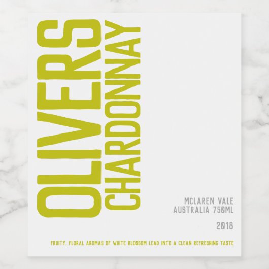 Witte wijnboutique groene tekst aangepaste wijneti wijn etiket (Enkel label)
