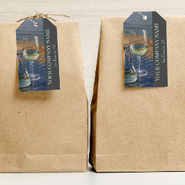 Witte wijndecor voor wijnwinkels, bar of wijnmaker cadeaulabel