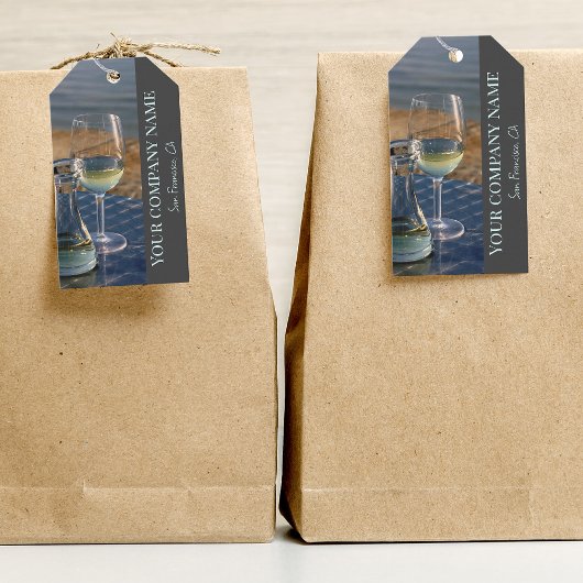 Witte wijndecor voor wijnwinkels, bar of wijnmaker cadeaulabel