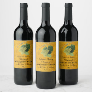  witte wijndruiven, Sauvignon blanc Wijn Etiket