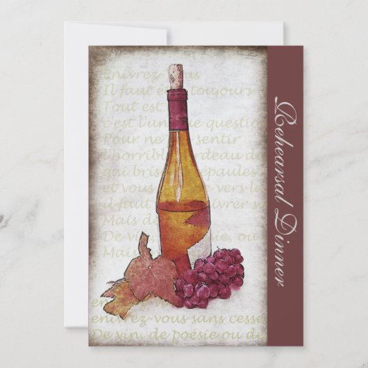 Witte wijnfles en druiven - Herhorsmadiner Kaart (Voorkant)