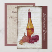 Witte wijnfles en druiven - Herhorsmadiner Kaart (Voorkant / Achterkant)