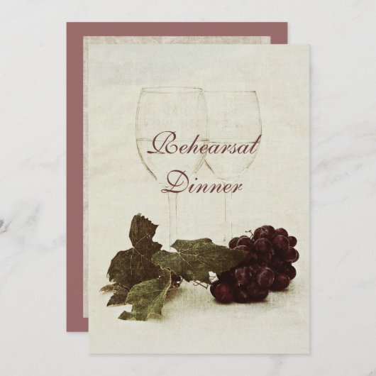 Witte wijnglazen en -druiven - repetitief diner kaart (Voorkant / Achterkant)