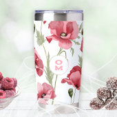 Witte Wildbloem Monogram Roze Poppy Romantisch Geïsoleerde Drinkbeker