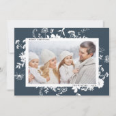 Witte Wildbloem Silhouet Kerstmis Foto Marine Feestdagenkaart (Voorkant)