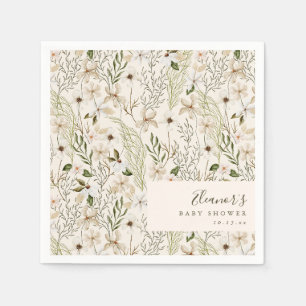 Witte Wilde Bloem Baby Shower Geslacht Neutrale Aa Servet
