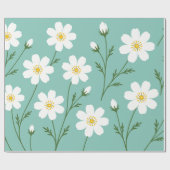 Witte Wilde Bloem Botanisch Patroon Cadeaupapier (Vlak)