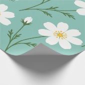 Witte Wilde Bloem Botanisch Patroon Cadeaupapier (Hoek)