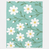 Witte Wilde Bloem Botanisch Patroon Fleece Deken (Voorkant)