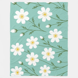 Witte Wilde Bloem Botanisch Patroon Fleece Deken