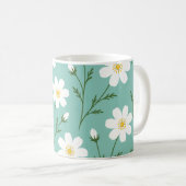 Witte Wilde Bloem Botanisch Patroon Koffiemok (Voorkant rechts)