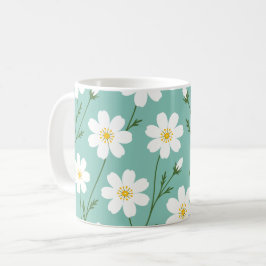 Witte Wilde Bloem Botanisch Patroon Koffiemok