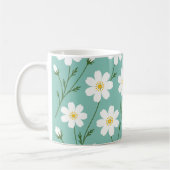 Witte Wilde Bloem Botanisch Patroon Koffiemok (Links)