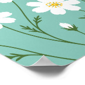 Witte Wilde Bloem Botanisch Patroon Poster (Hoek)