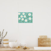 Witte Wilde Bloem Botanisch Patroon Poster (Keuken)