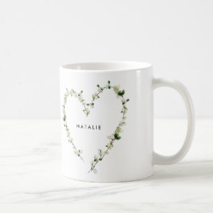 Witte wilde bloem hart multi foto eenvoudig elegan koffiemok