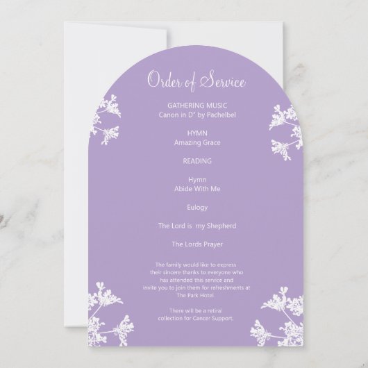 Witte wilde bloem in liefdevolle herinnering begra kaart (Achterkant)