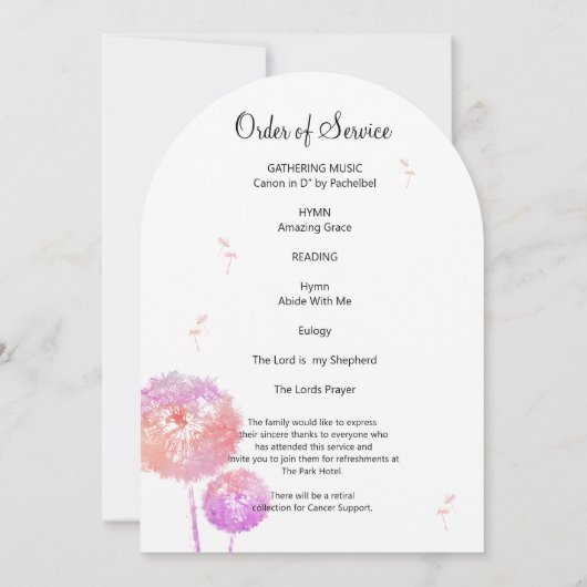 Witte wilde bloem in liefdevolle herinnering begra kaart (Achterkant)