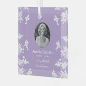 Witte wilde bloem in liefdevolle herinnering glas ornament (Voorkant links)