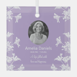 Witte wilde bloem in liefdevolle herinnering glas ornament