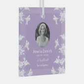 Witte wilde bloem in liefdevolle herinnering glas ornament (Voorkant Rechts)