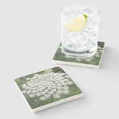 Witte Wilde Bloem Koninginnekrans Stenen Onderzetter (Zijkant)