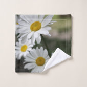 Witte wilde bloem met donkergroen bad handdoek (Wasdoekje)