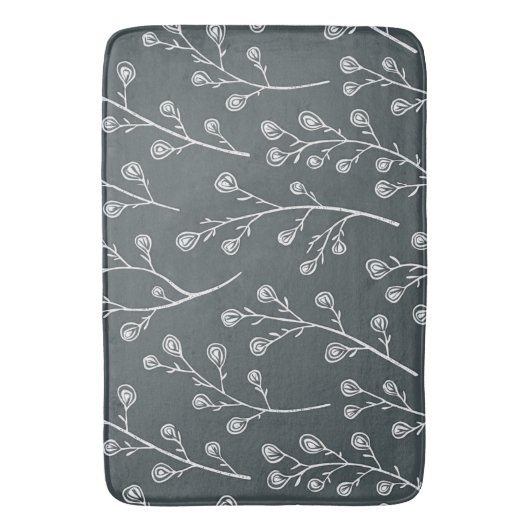 Witte Wilde bloem patroon Badmat (Voorkant Verticaal)