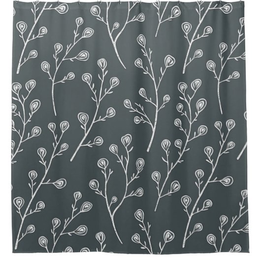 Witte Wilde bloem patroon Douchegordijn (Voorkant)