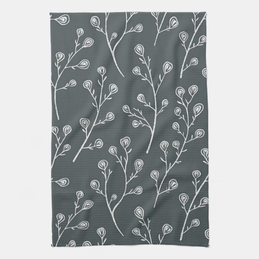 Witte Wilde bloem patroon Theedoek (Verticaal)