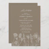 Witte wilde bloemen | Boho chique bruiloft Kaart (Voorkant / Achterkant)