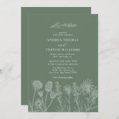 Witte wilde bloemen | Boho chique bruiloft Kaart (Voorkant / Achterkant)