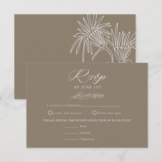 Witte wilde bloemen | Boho chique bruiloft RSVP Kaartje (Voorkant / Achterkant)