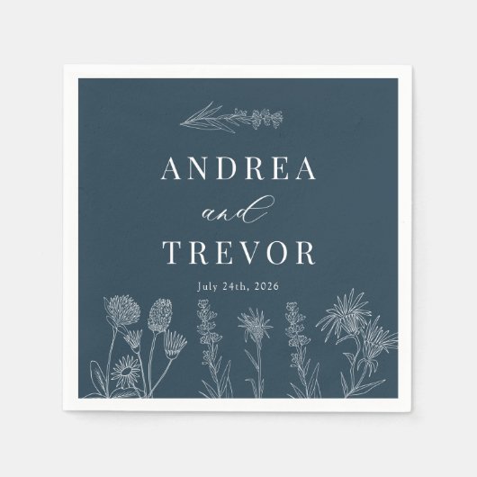 Witte wilde bloemen | Boho chique bruiloft Servet (Voorkant)