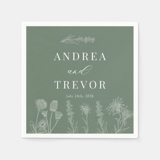 Witte wilde bloemen | Boho chique bruiloft Servet (Voorkant)