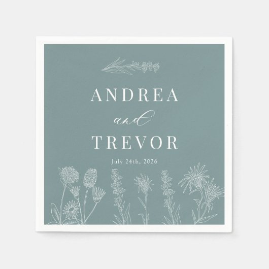 Witte wilde bloemen | Boho chique bruiloft Servet (Voorkant)