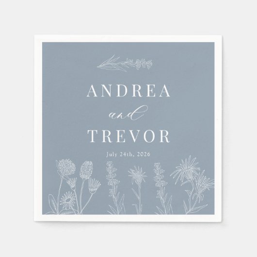 Witte wilde bloemen | Boho chique bruiloft Servet (Voorkant)