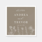 Witte wilde bloemen | Boho chique bruiloft Servet (Voorkant)