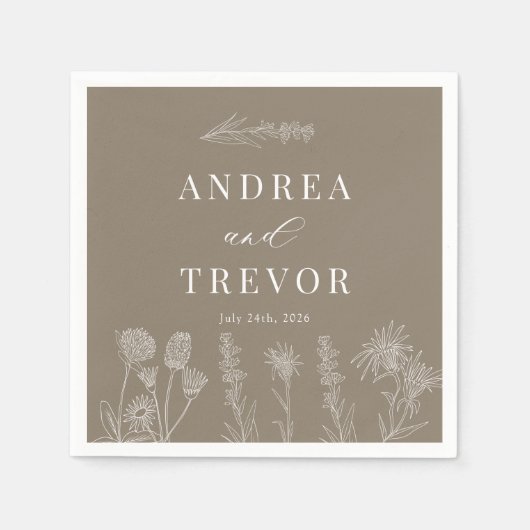 Witte wilde bloemen | Boho chique bruiloft Servet (Voorkant)